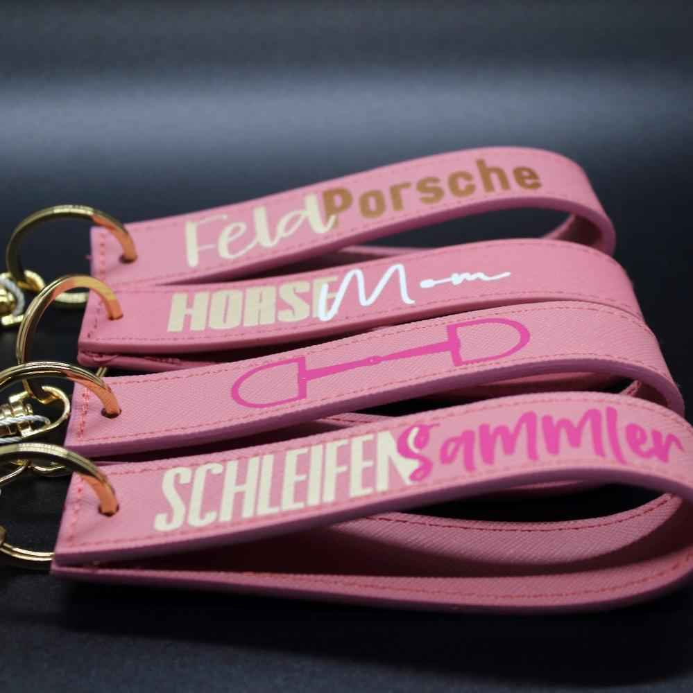 Schlüsselanhänger, dusty pink Pferde-Motive