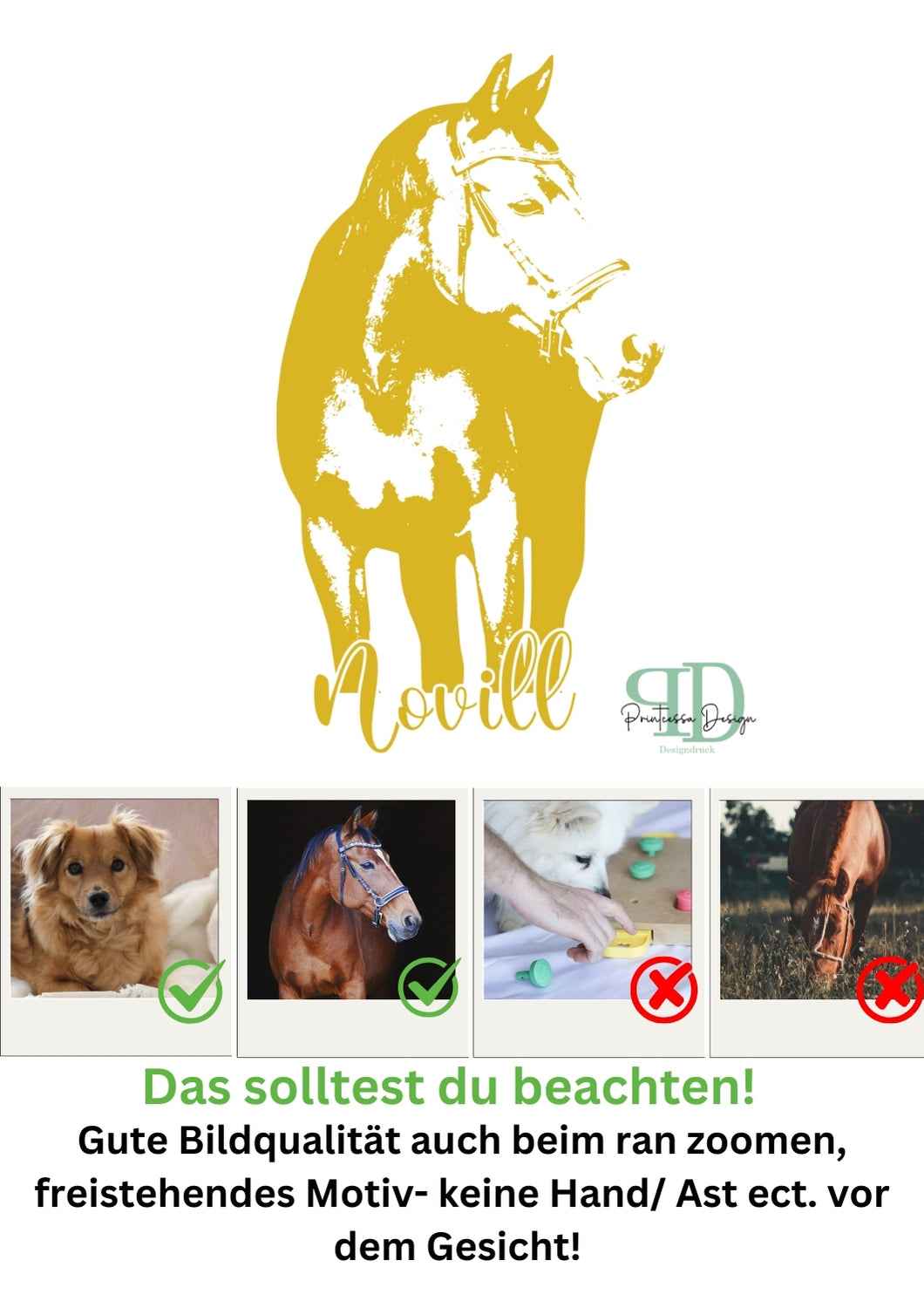 Personalisiertes "Gold Portrait" Pferd oder Hund Tierportrait