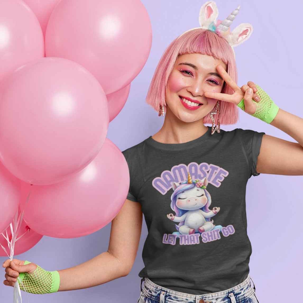 Lustiges Einhorn Shirt Damen- Namaste, let that shit go