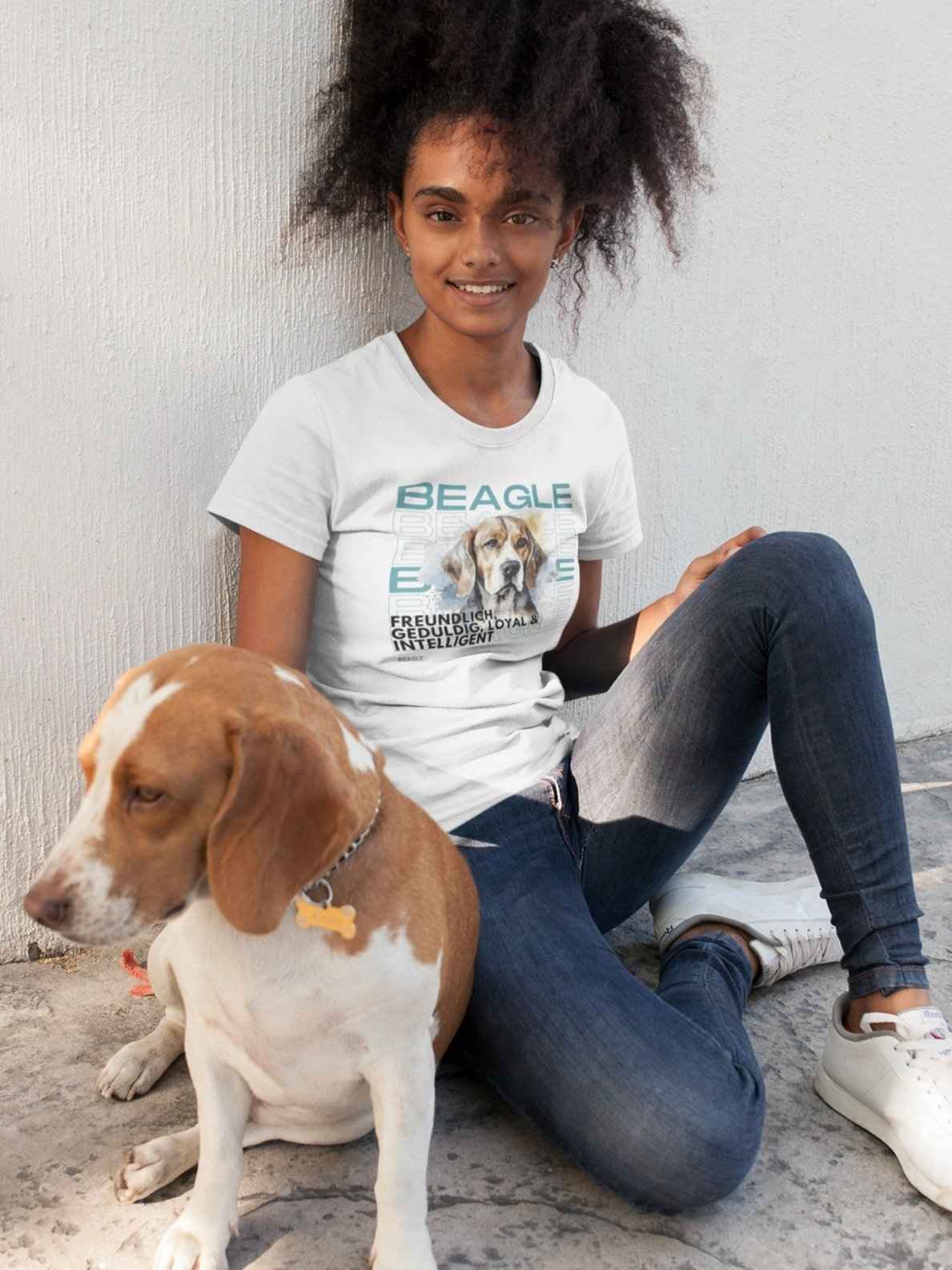 Damenshirt Beagle Hundemotiv "Rasseportrait" Beagle T-Shirt