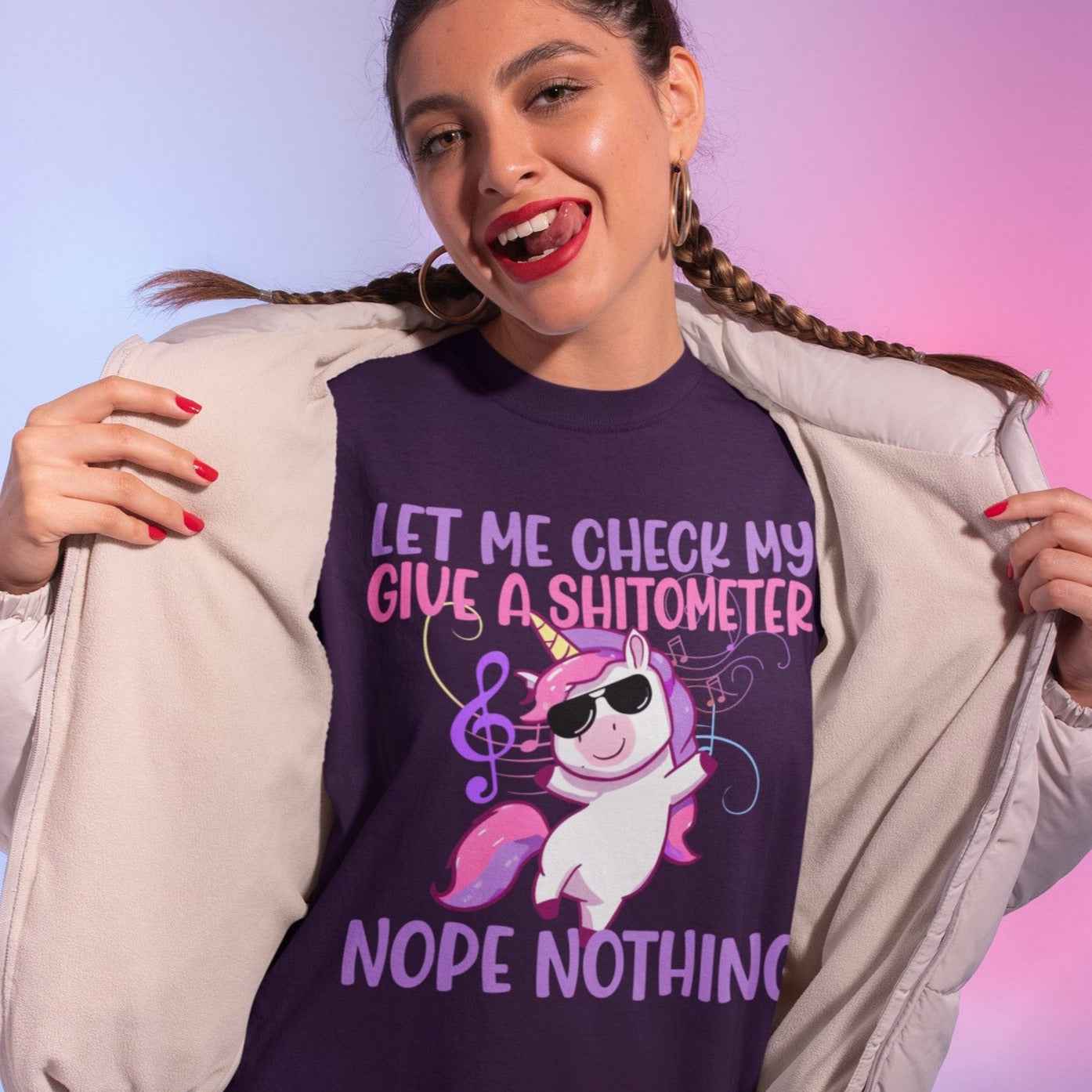 Unisexshirt, Statement-Shirt mit Einhorn Motiv "Shitometer"