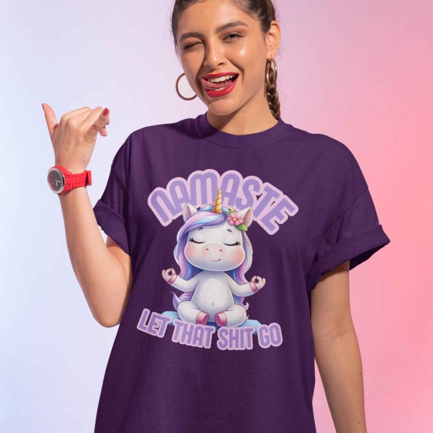 Lustiges Einhornshirt 'Namaste-let that shit go' Unisex-Shirt