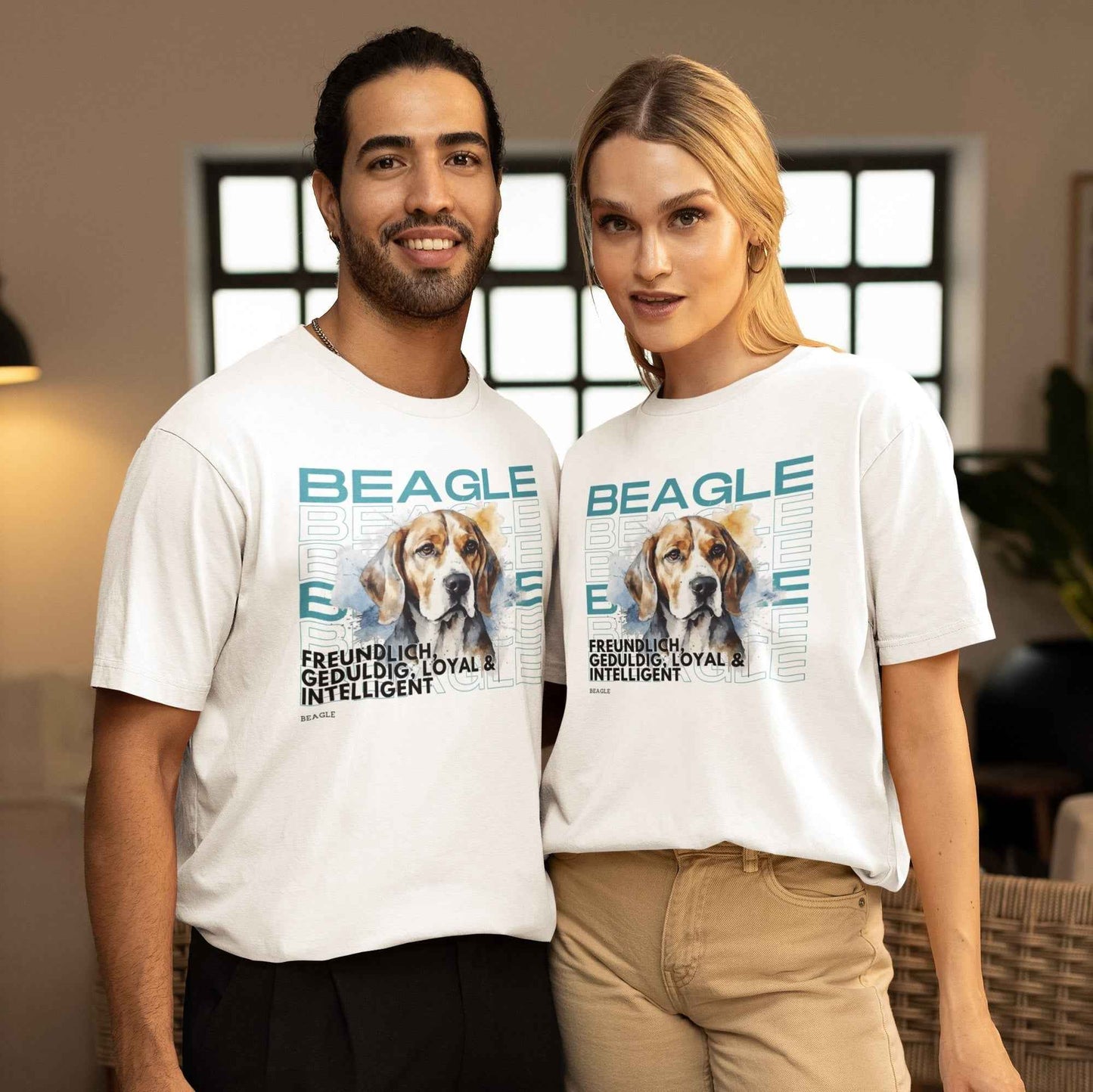 Beagle Motiv T-Shirt Rasseportrait, Unisex Hundeshirt