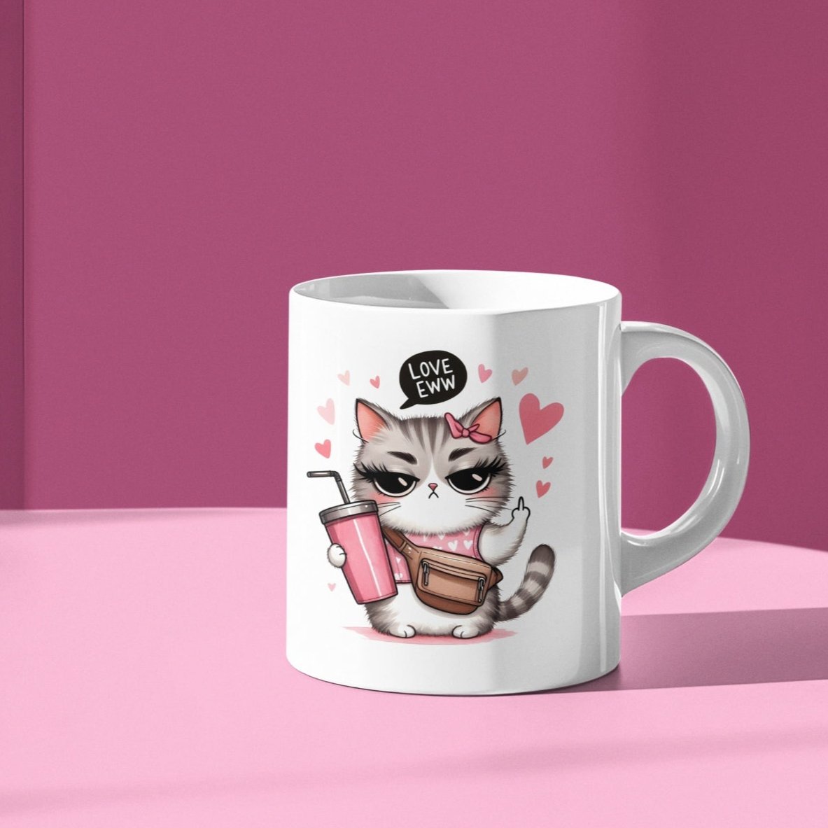 lustige valentinstags tasse mit witzigem katzenmotiv