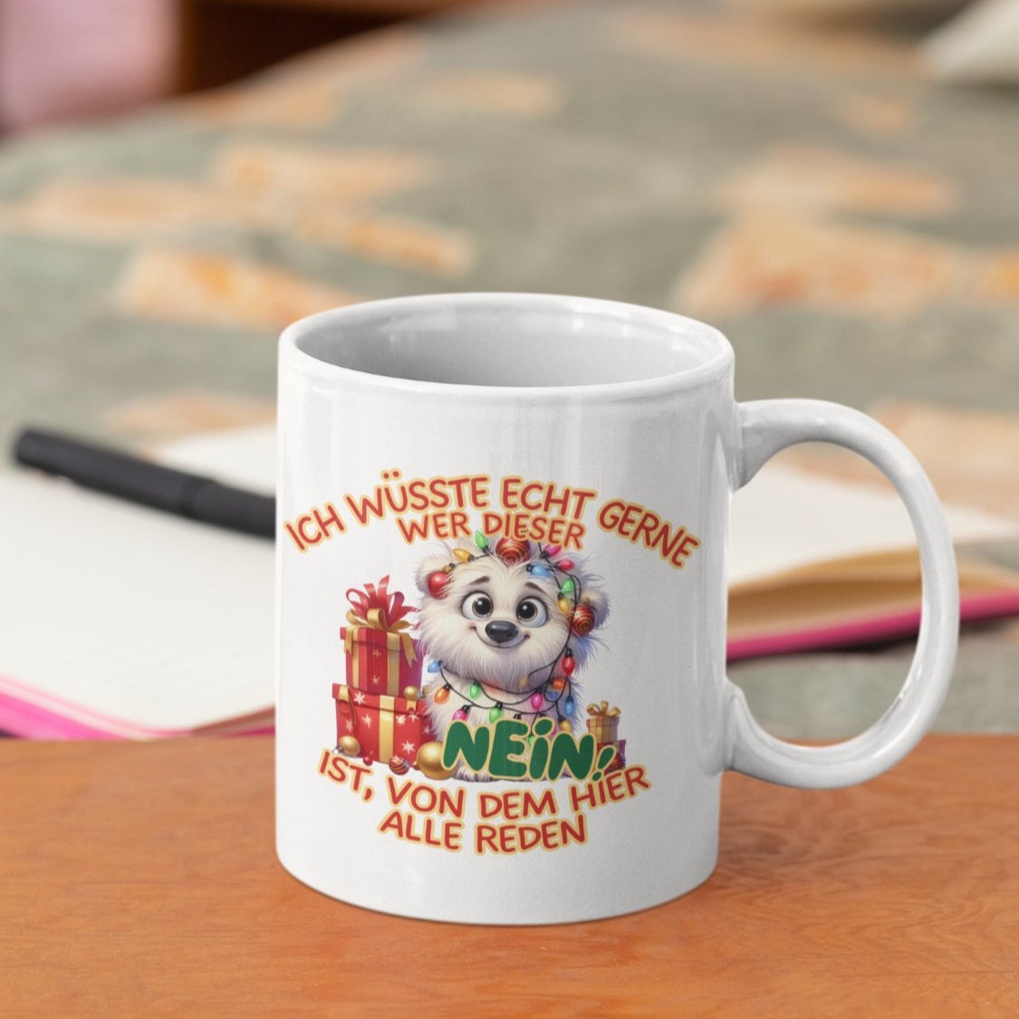 Weihnachtstasse "Wer ist eigentlich dieser "NEIN" Hunde & Katzen Motiv