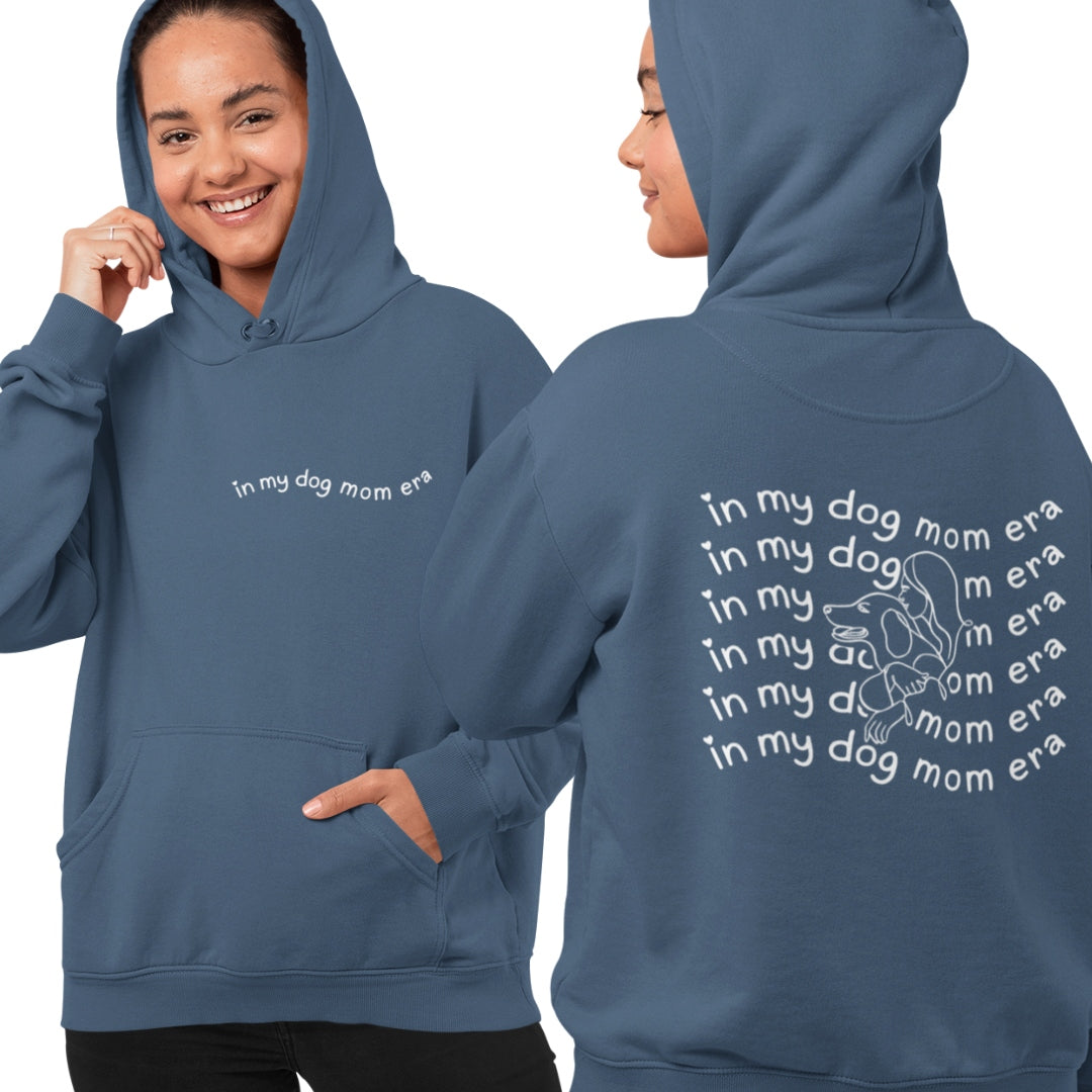 Damen Hoodie mit Hundemotiv für Hundemamas, 'in my dog mom era' airforce blue