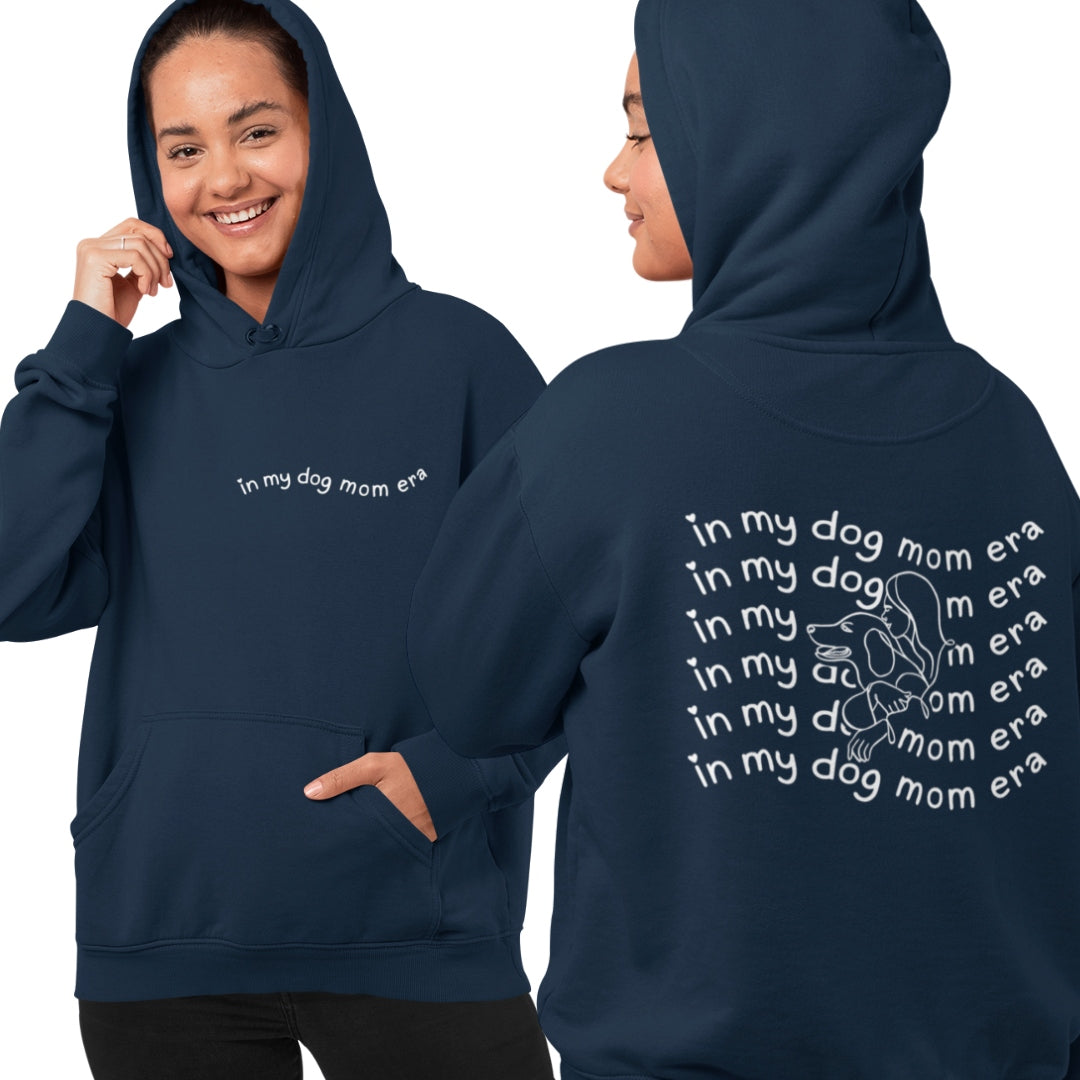 Damen Hoodie mit Hundemotiv für Hundemamas, 'in my dog mom era' navy