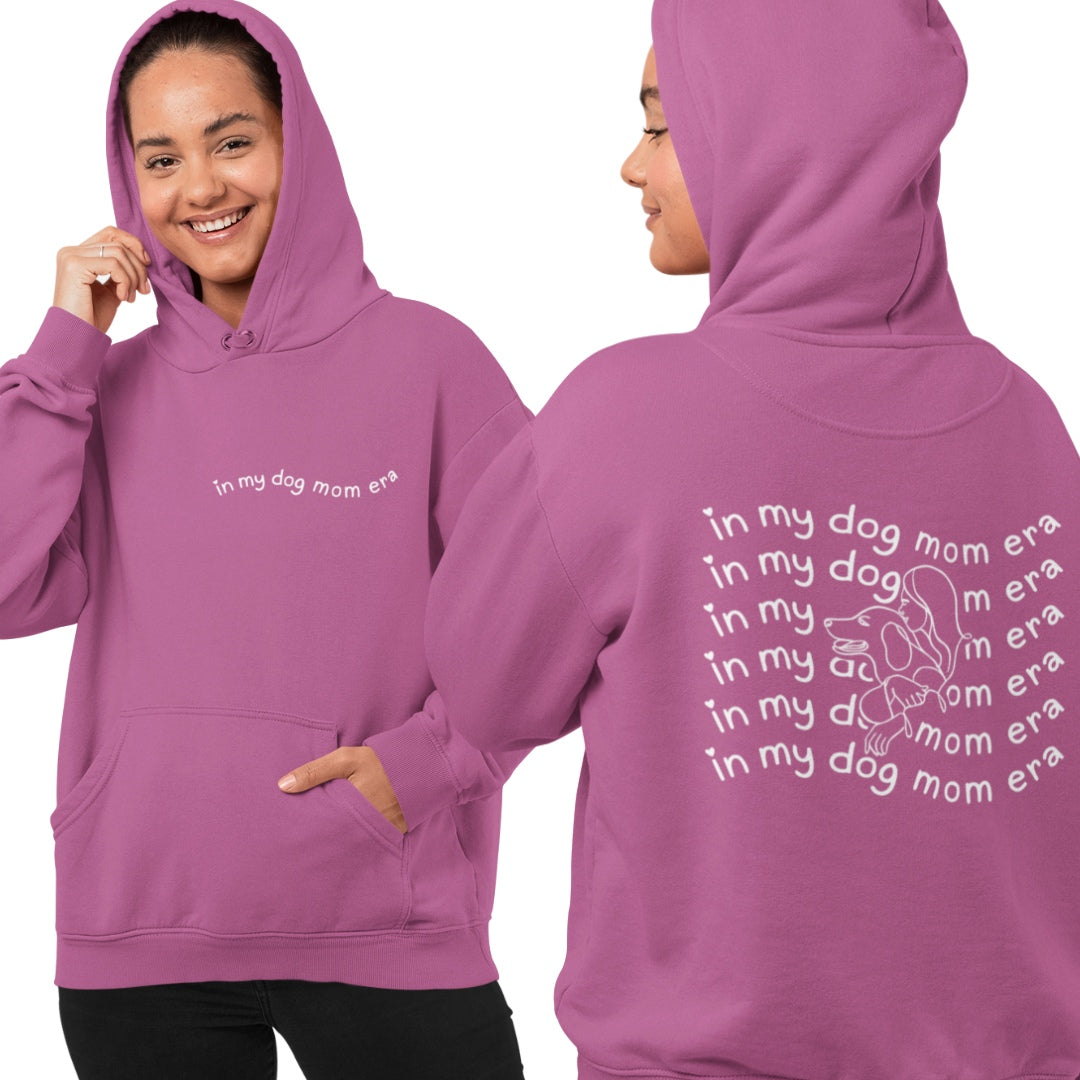 Damen Hoodie mit Hundemotiv für Hundemamas, 'in my dog mom era' pink
