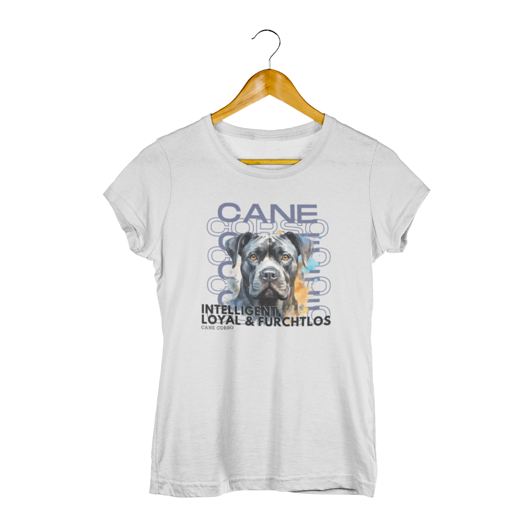 Damenshirt Motiv "Cane Corso" für Hundebesitzerinnen. Hellgrau