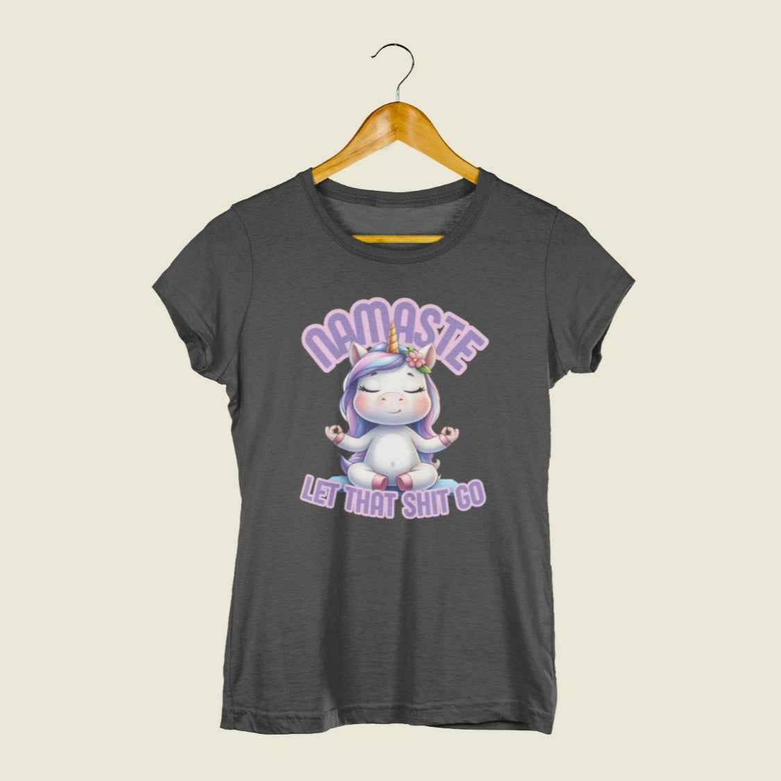 Lustiges Einhorn Shirt Damen- Namaste, let that shit go