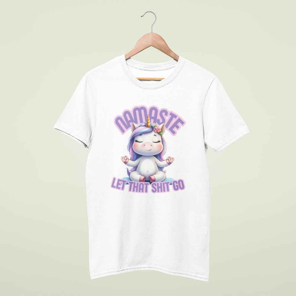 Lustiges Einhornshirt 'Namaste-let that shit go' Unisex-Shirt