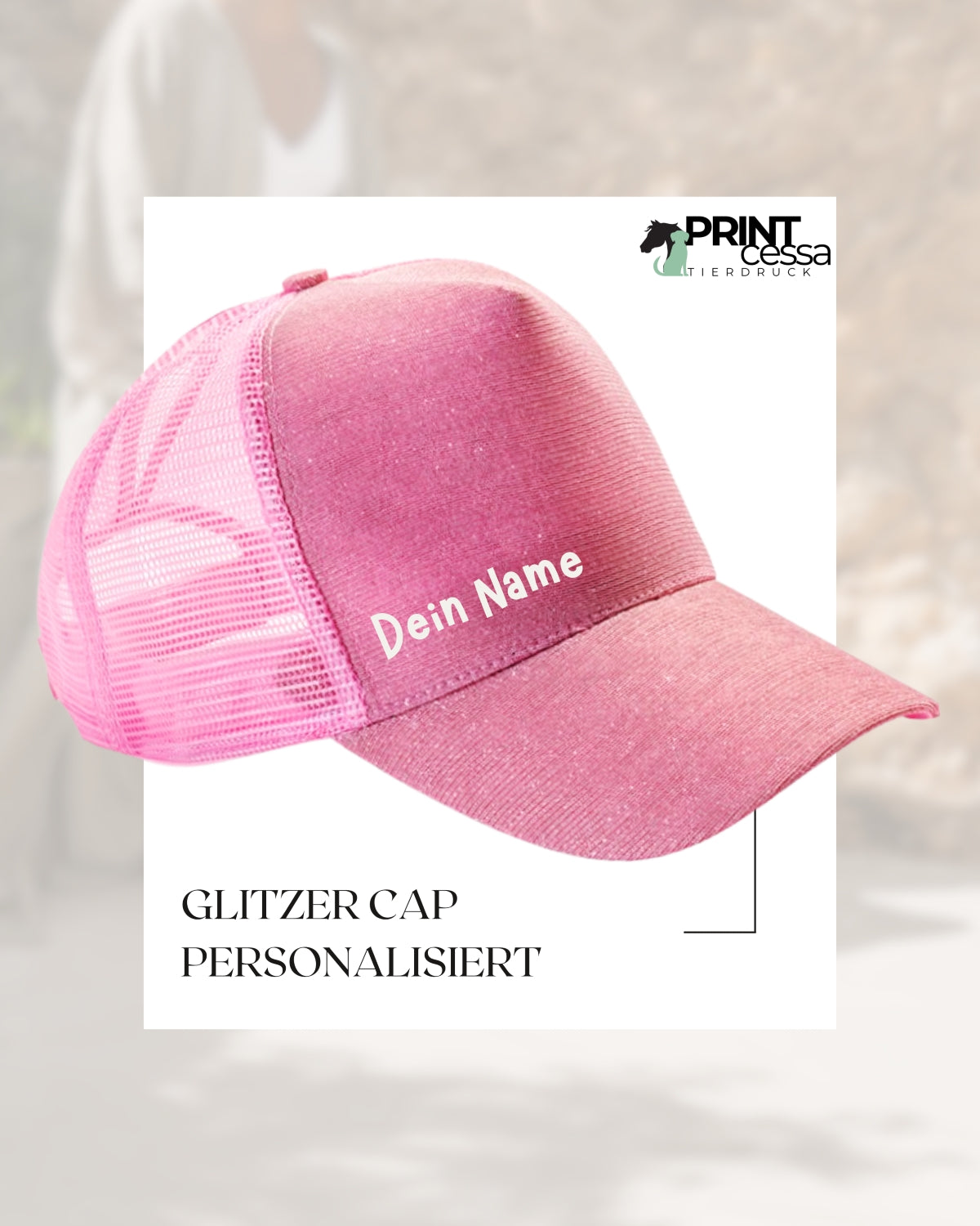 Pinke Glitzer Cap mit deinem Wunschnamen! Personalisiere jetzt deine Cap selbst. Super Geschenkidee und ganz persönlich!!