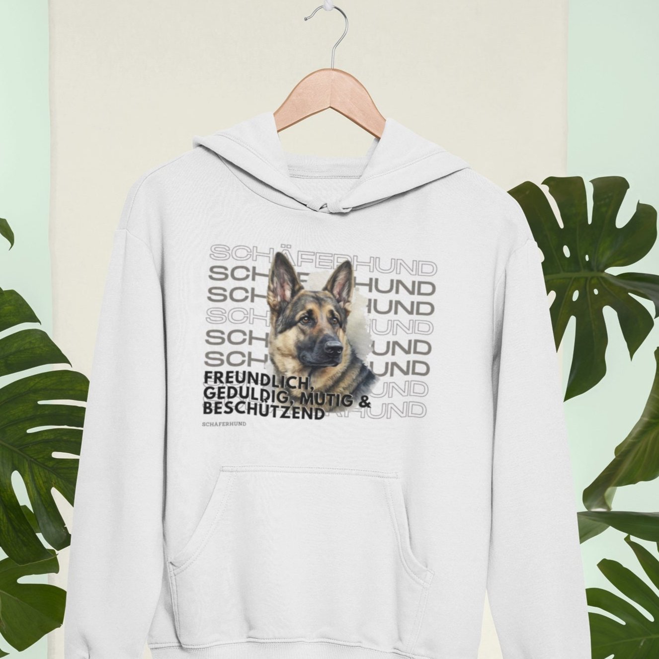 hoodie für schäferhunde besitzer, deutscher schäferhund im rasseportrait als cooler Print auf Kapuzenpullover.