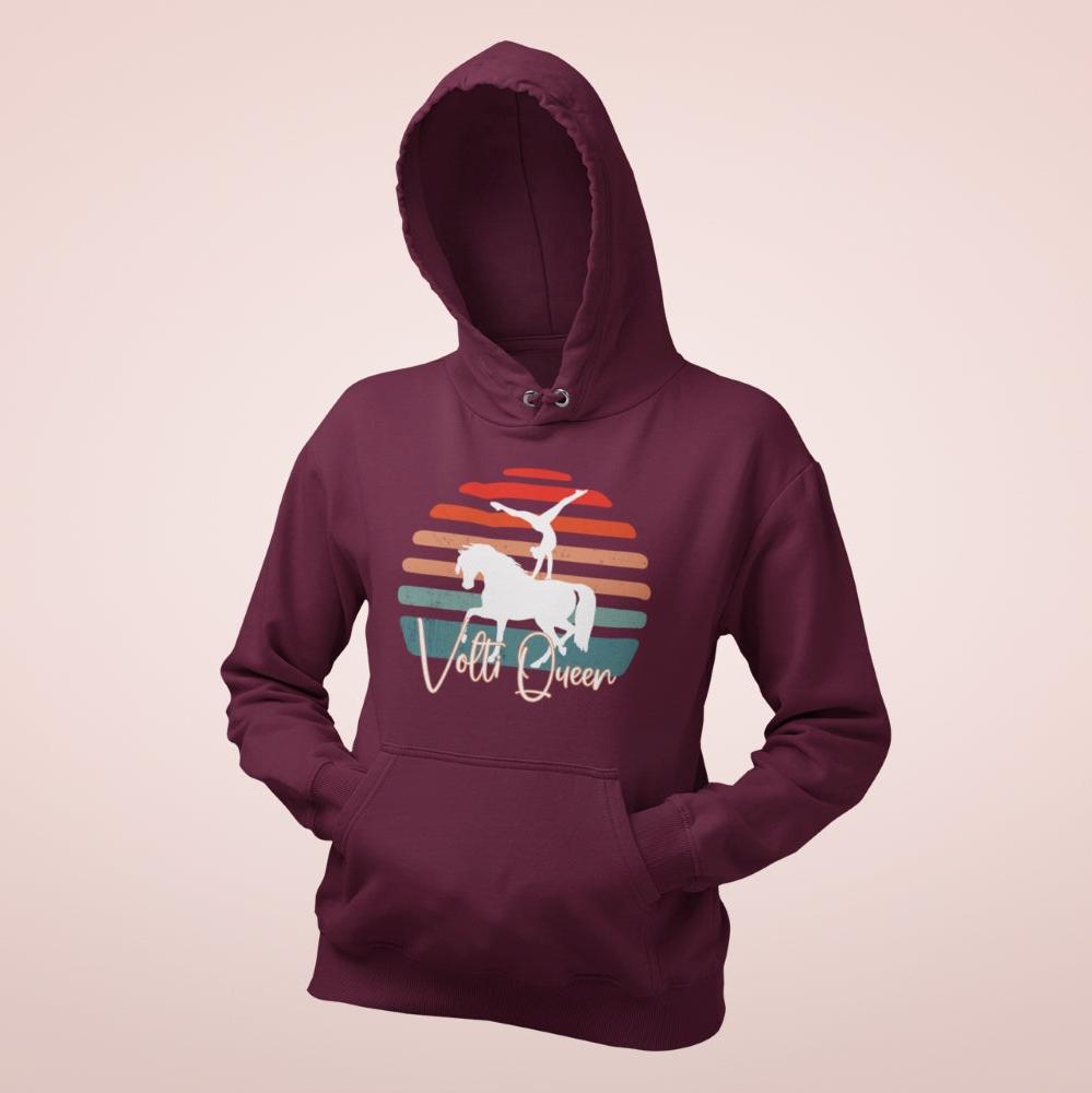 Damen-Hoodie für Voltigiererinnen, Geschenkidee für Voltigier-Fans der perfekte Hoodie für Voltigierturniere und deine Volti-Freunde.