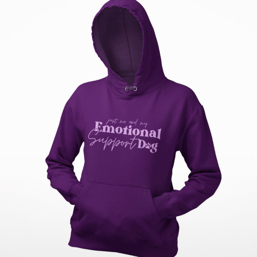 Damen Hoodie mit Aufdruck 'just me and my Emotional Support Dog'
