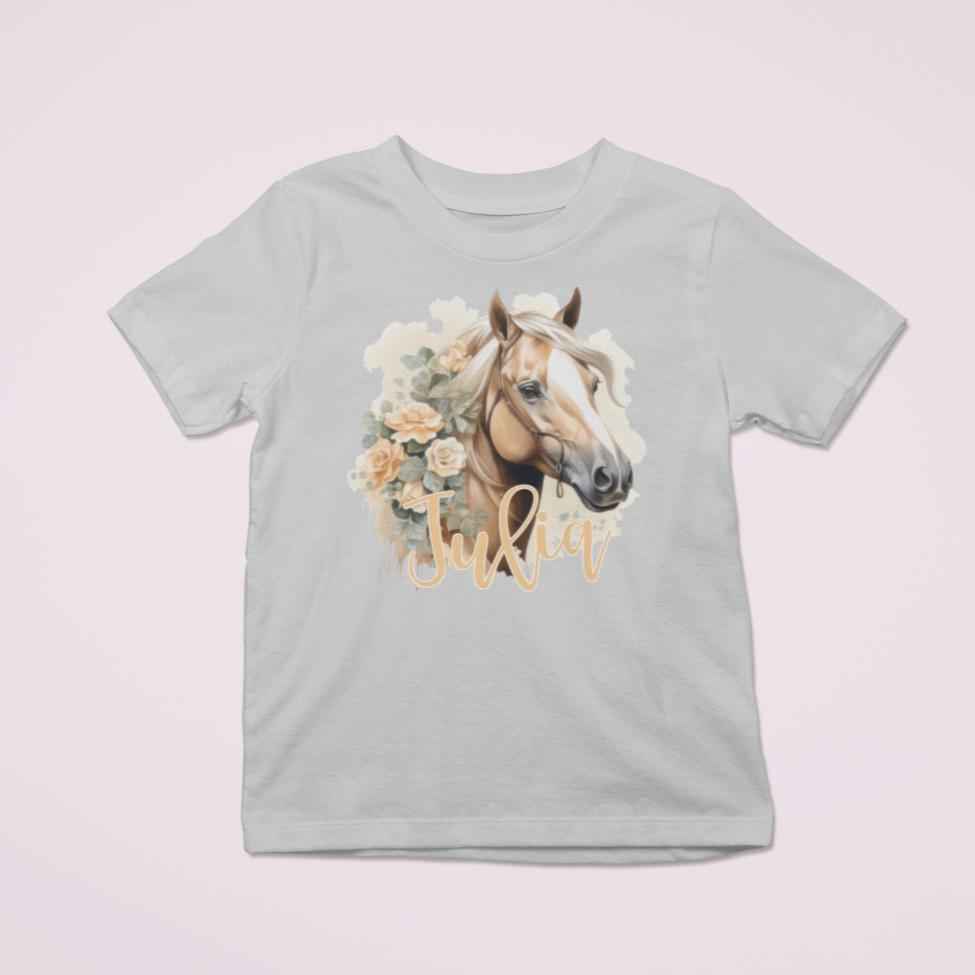 Pferdeshirt Mädchen Pferde-Motiv, Haflinger *personalisiert