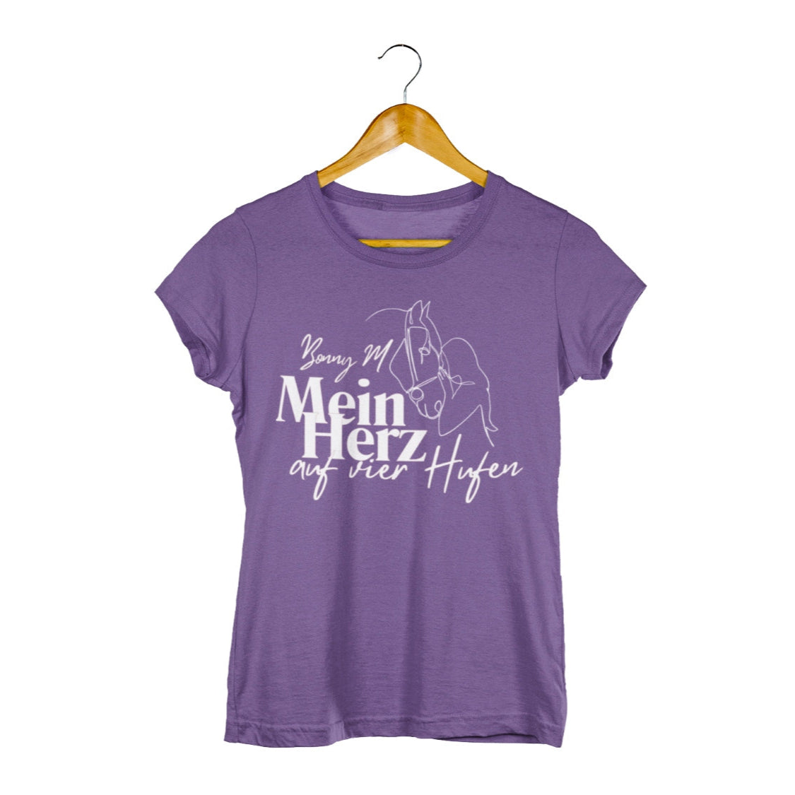 Damen Shirt 'Mein Herz auf vier Hufen' personalisiert mit Wunschnamen