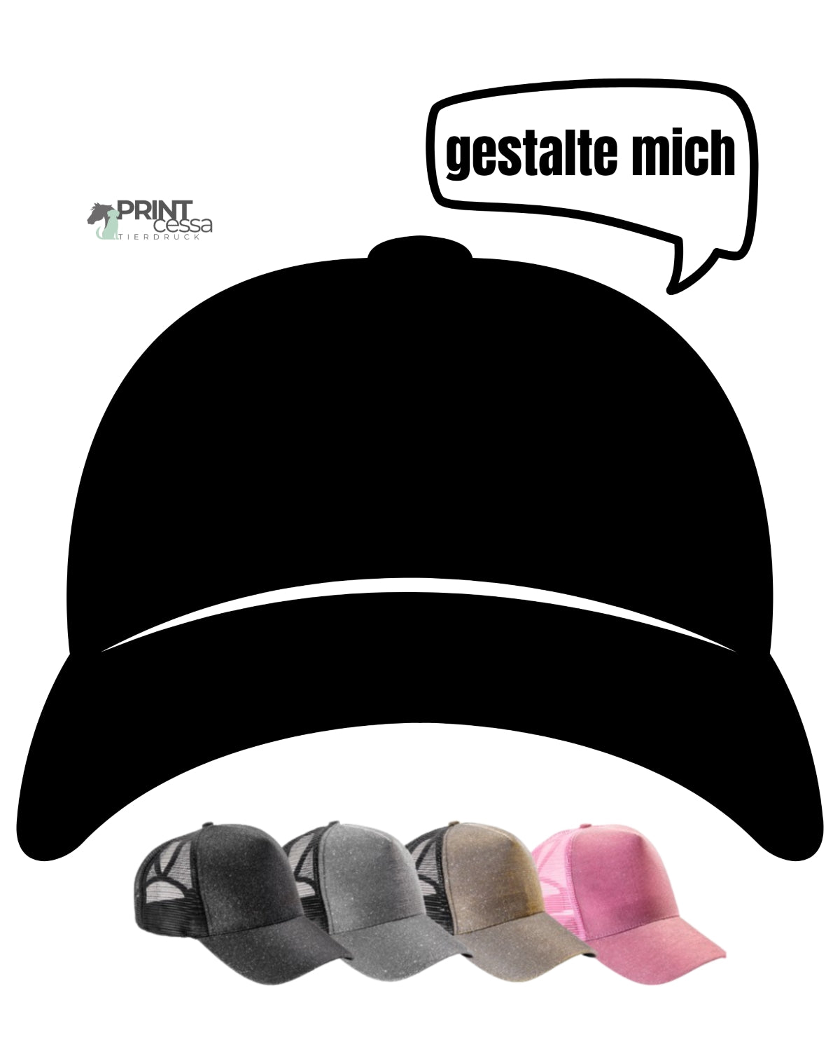 Glitzer Cap - individuell personalisiert - Printcessa Designdruck I Tierdruck