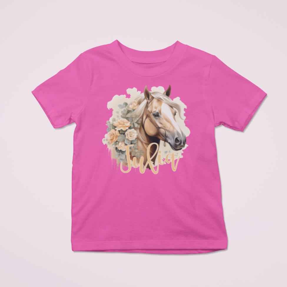 Pferdeshirt Mädchen Pferde-Motiv, Haflinger *personalisiert