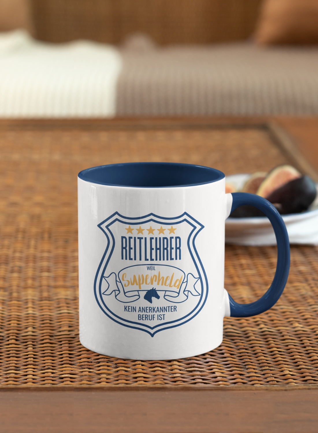 Geschenkidee, Keramiktasse für deinen Reitlehrer Spruch "Reitlehrer weil Superheld kein anerkannter Beruf ist."