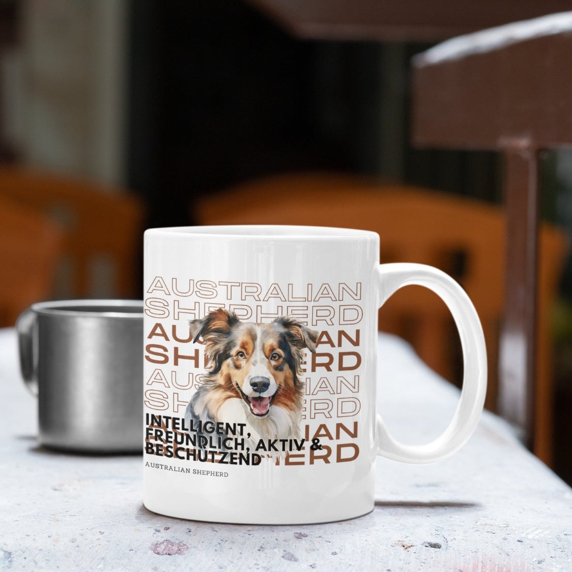 Keramiktasse mit Australian-Shepherd-Motiv