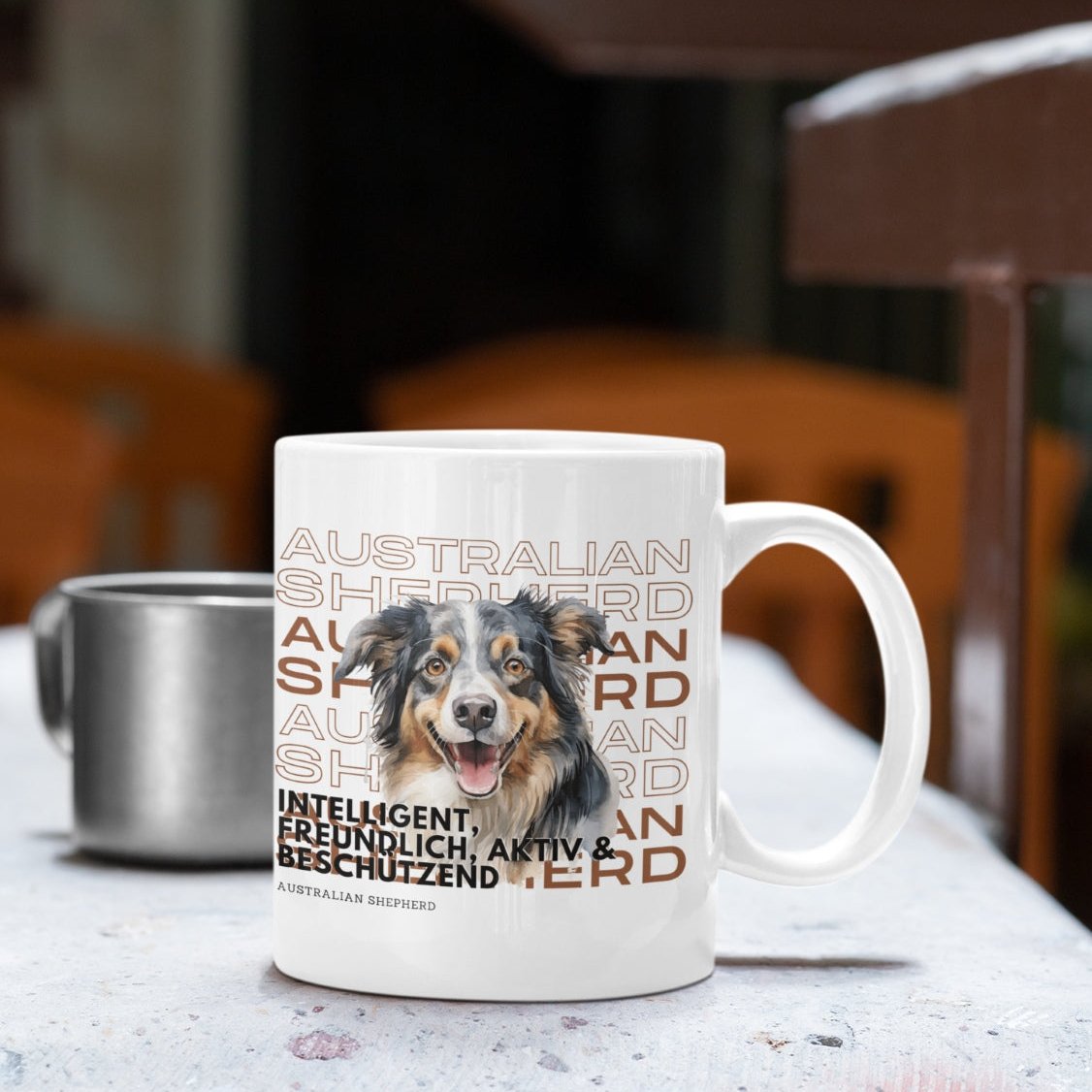 Keramiktasse mit Australian-Shepherd-Motiv