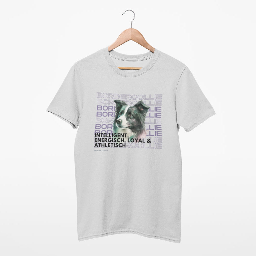 hundeshirt für liebhaber der hunderasse border collie, mit schicken rasseportrait der collie