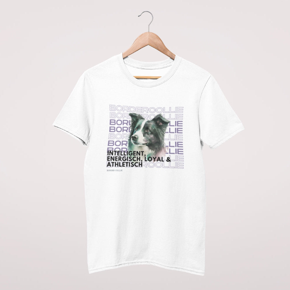 hundeshirt für liebhaber der hunderasse border collie, mit schicken rasseportrait der collie