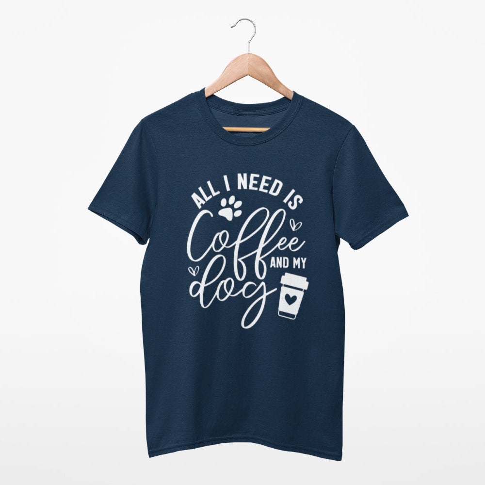 Hundeshirt für Frauchen & Herrchen, süßer Hundeprint 'all I need is coffee and my dog'