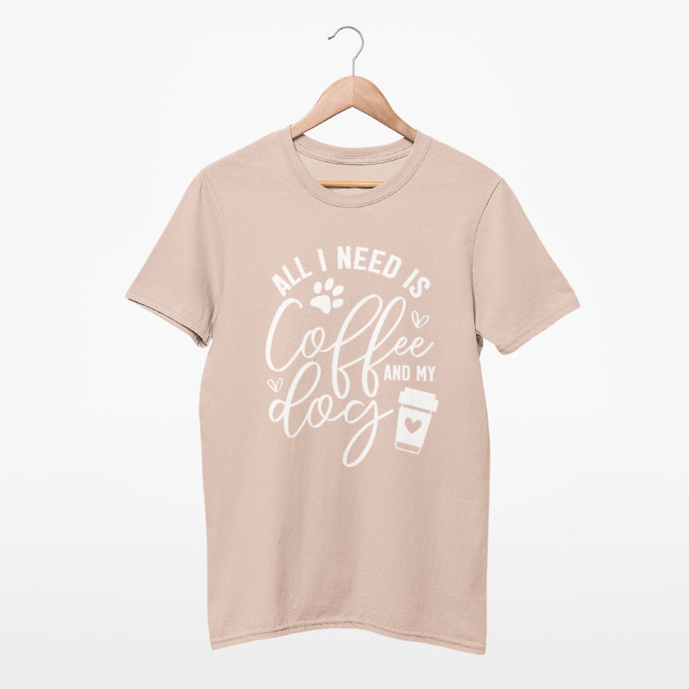 Hundeshirt für Frauchen & Herrchen, süßer Hundeprint 'all I need is coffee and my dog'