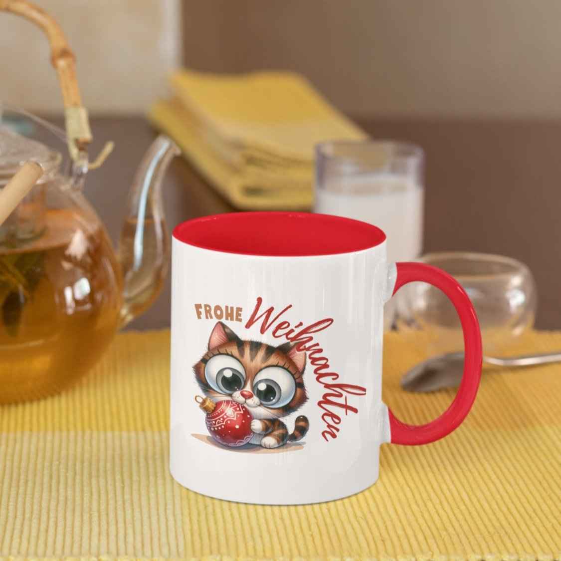 Lustige Weihnachtstasse, Katzenmotive