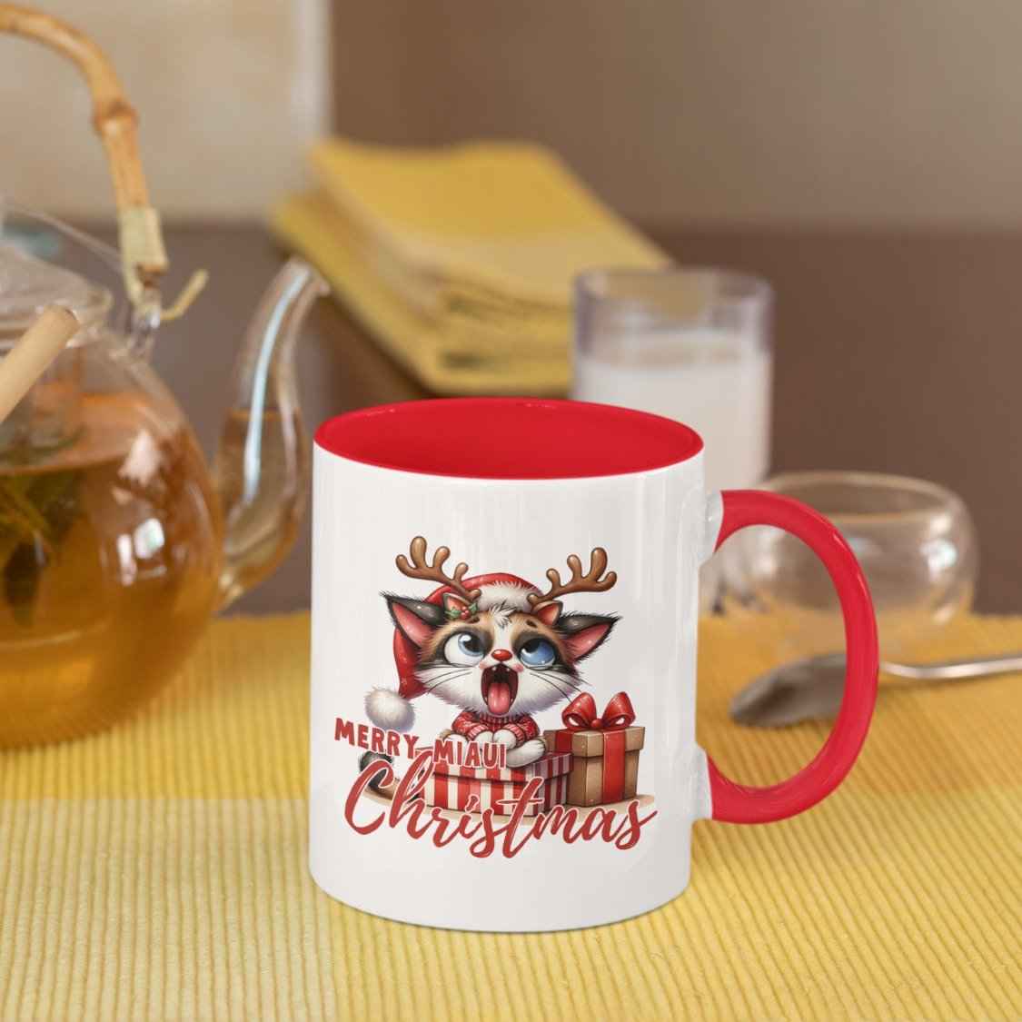 Lustige Weihnachtstasse, Katzenmotive