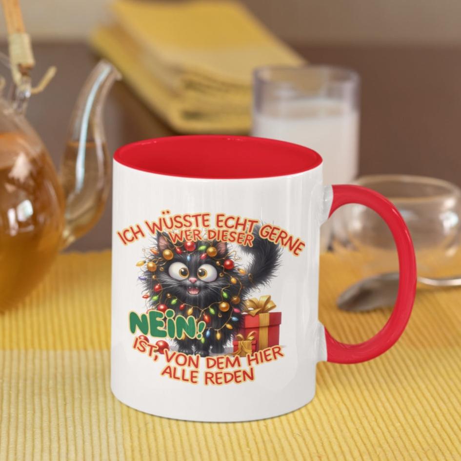 Weihnachtstasse "Wer ist eigentlich dieser "NEIN" Hunde & Katzen Motiv