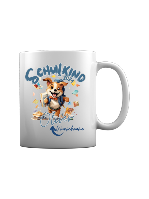 Schulkind 2024 Tasse Hundemotiv, personalisiert