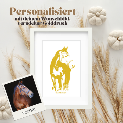 Golddruck von deinem Tier, personalisiertes Gold-Portrait als perfekte Geschenkidee.