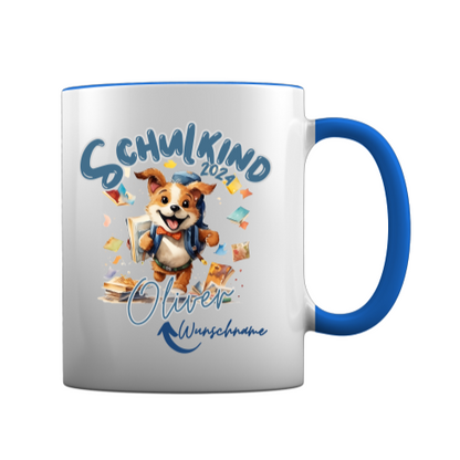 Schulkind 2024 Tasse Hundemotiv, personalisiert