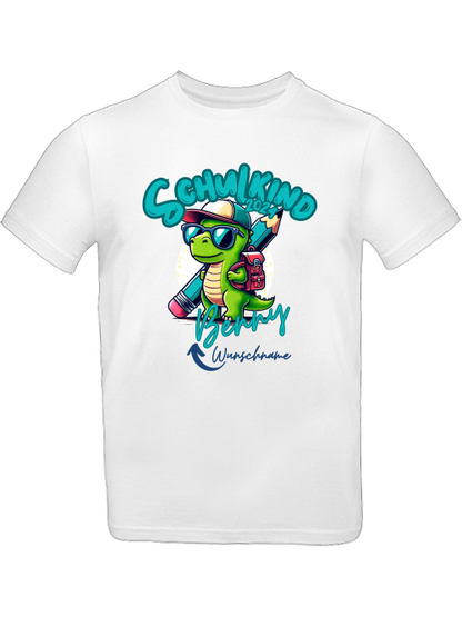 Schulkind 2024 Kinder-Shirt Dinosaurier-Motiv, personalisiert