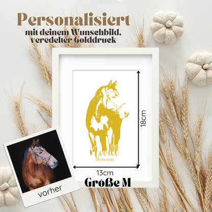 Personalisiertes "Gold Portrait" Pferd oder Hund, nach deiner Bildvorlage