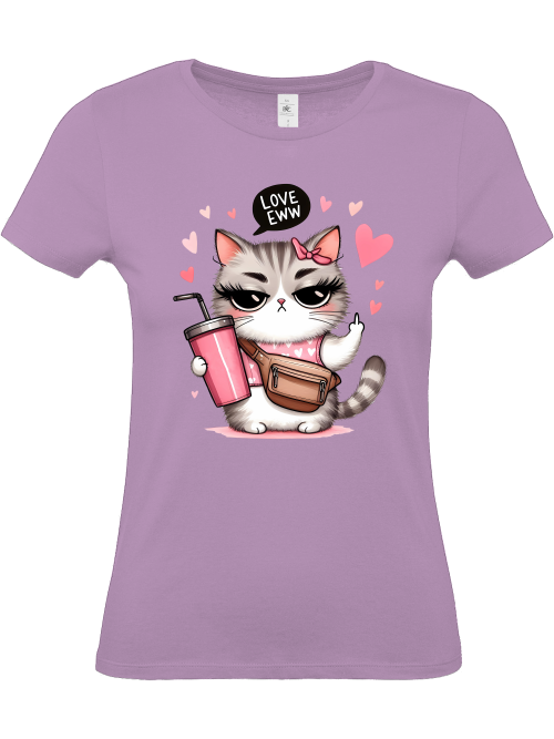 Damen T-Shirt Love ewww, lustiges Katzenmotiv