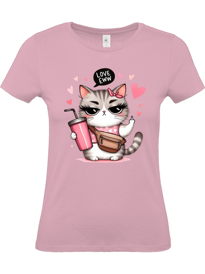 Damen T-Shirt Love ewww, lustiges Katzenmotiv