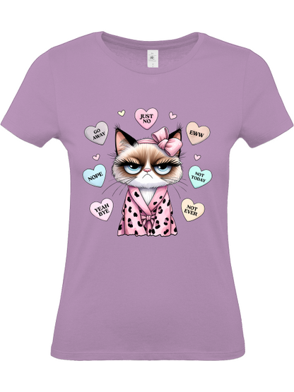 Damen T-Shirt Love, no thank you... lustiges Katzenmotiv