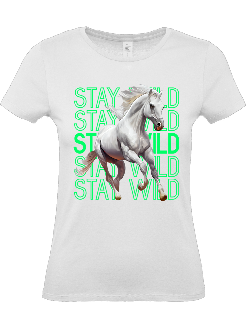 Damen T-Shirt "Pferdedesign stay wild" Schimmelliebe