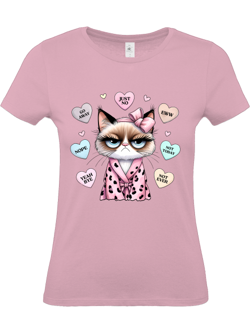 Damen T-Shirt Love, no thank you... lustiges Katzenmotiv