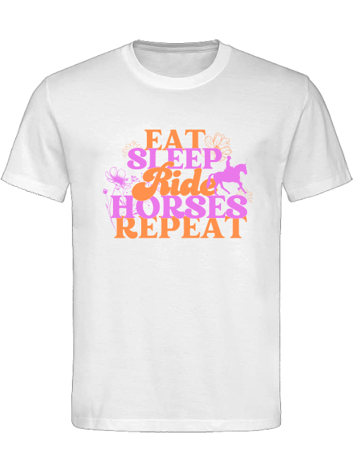 Unisex-Shirt "eat sleep ride horses repeat" Pferdeshirt