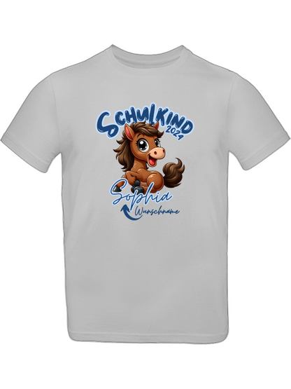 Schulkind 2024, Kindershirt, Pony-Motiv, personalisiert