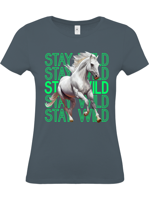 Damen T-Shirt "Pferdedesign stay wild" Schimmelliebe