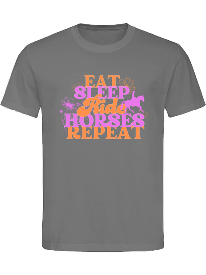 Unisex-Shirt "eat sleep ride horses repeat" Pferdeshirt