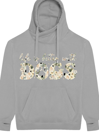 Hoodie mit Print "life is better with dog", Hundeliebe Kapuzenpullover