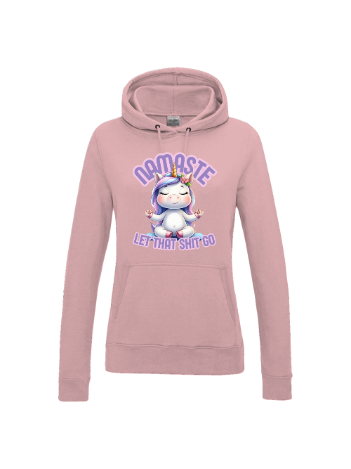 Unicorn Einhorn Hoodie Damen, mit Spruch: Namaste, let that shit go