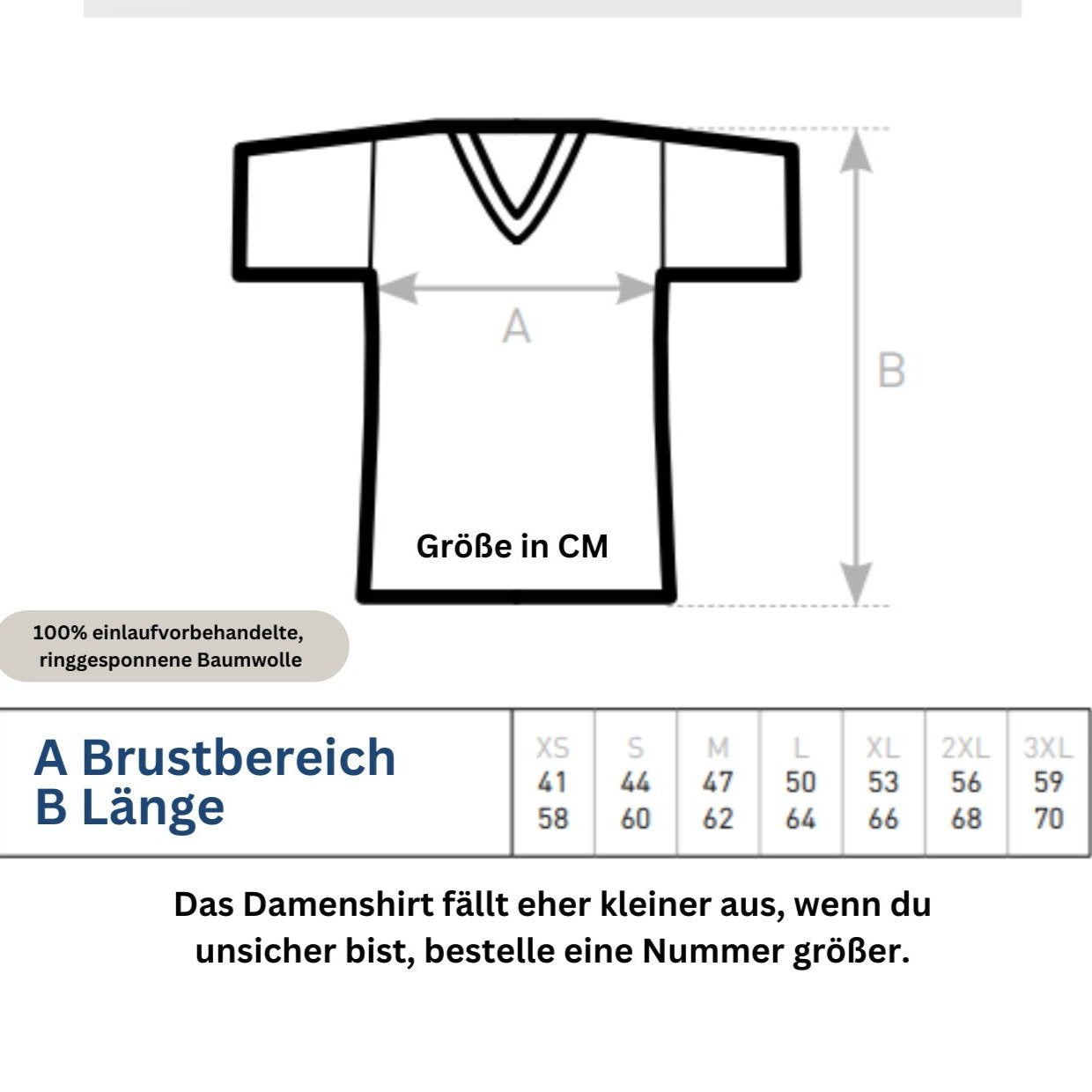 Größenangaben T-Shirt Damen